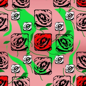 Red Pink and White Square Roses
