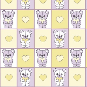 Patchwork teddies lemon yellow