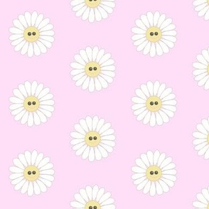 smiley kawaii daisies on pink