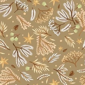 Forest and stars on a beige background