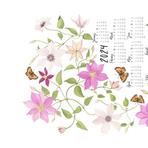 Clematis Garden 2024 Tea Towel Calendar