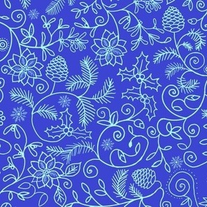 Christmas doodles aqua on dark blue