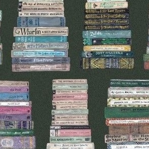 Classic Literature Bookstacks - dark green background