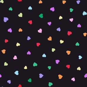Rainbow hearts on black 