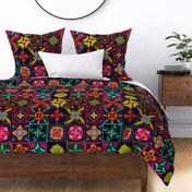 All the brights mandala ethnic patchwork tiles handdrawn 24” blocks