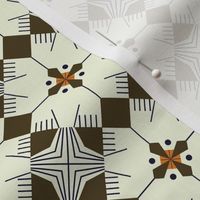 Vintage geometric birds in brown small scale