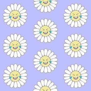 Laughing emoji daisies on lilac