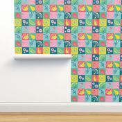 Lets Party Fruits Grid Pattern