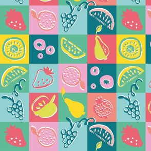 Lets Party Fruits Grid Pattern