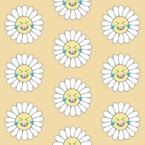 Laughing emoji daisies on orange 