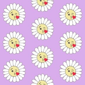 Emoji daisies blowing kisses on mauve