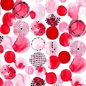 Lovecore watercolor dots red and pink Medium scale