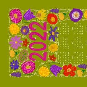Daisy chain entwined wildflowers calendar 2022 green