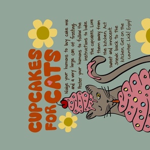 Cupcakes for Cats Recipe Wallhanging or Tea Towel