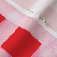 1´´ wide pink stripe Lovecore buffalo check gingham pink watercolor on red