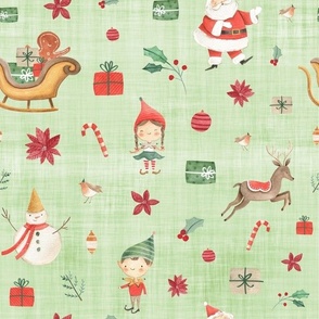 santa green linen