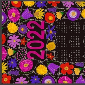 Daisy chain entwined wildflowers calendar 2022 black 