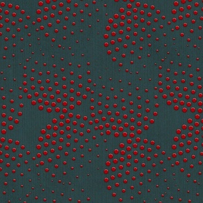 RED DROPS ON TEAL