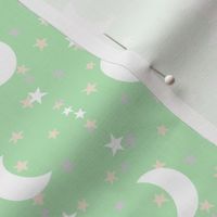 Baby Sheep Moon and Stars Green