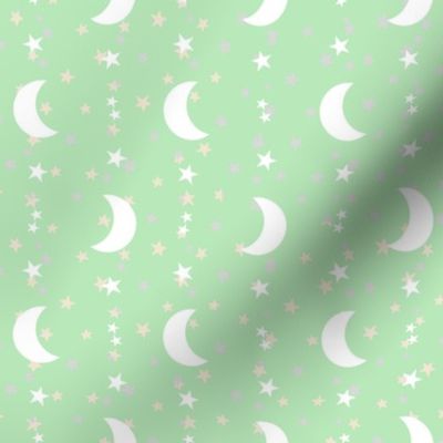 Baby Sheep Moon and Stars Green