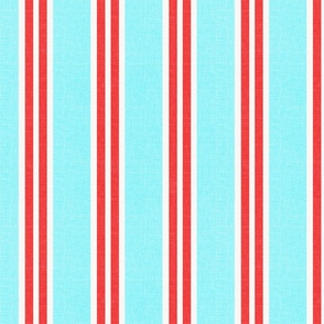 Cabana Stripes Turquoise, Red and White