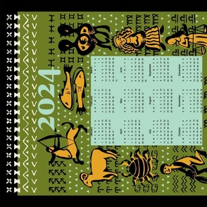 Medieval inspired zodiac calendar 2023__ for tea towel and wall hanging.