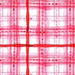 Lovecore watercolor plaid complex in pink and red Medium scale