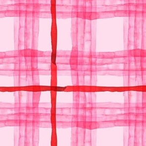 Lovecore watercolor plaid in pink and red Medium scale