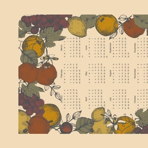 Vintage fruits calendar 2024