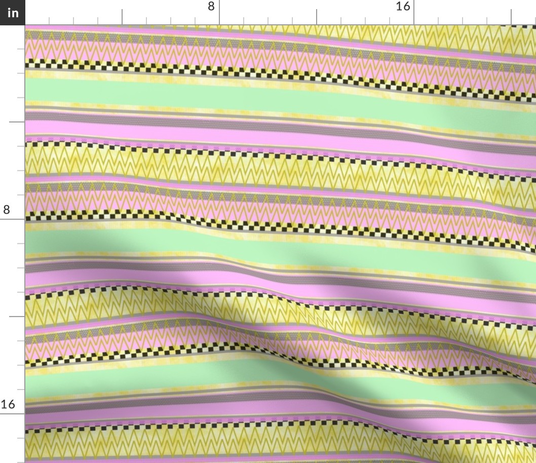 Sweet Pastel Stripes -- Pastel Yellow, Pastel Green, Pastel Pink Stripe -- 600dpi (25% of Full Scale)
