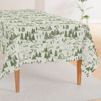 Fun in the Winter Toile - Medium Scale _ Dark Olive Green