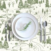 Fun in the Winter Toile - Medium Scale _ Dark Olive Green