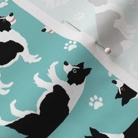 Border Collie and Paw Print Blue