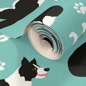 Border Collie and Paw Print Blue