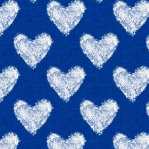 White Hearts on Blue