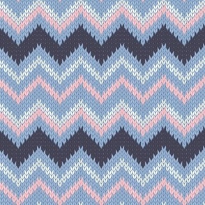 Small scale // Fair Isle Knitting Zig Zags // violet background dark violet pink and white lines