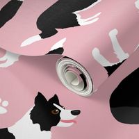 Border Collie and Paw Print Pink
