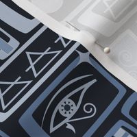 Mid Mod Magic / Talismans Symbols / Gothic / Halloween / Cyanotype Blue / Medium