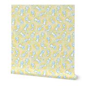 Ditsy Ghost-ies - Pastel Halloween ghosts - ditsy Halloween Pastels - Yellow, Aqua -- 485dpi (31% of full scale)