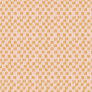 Embroidered checks blender Gold on Blush Small scale