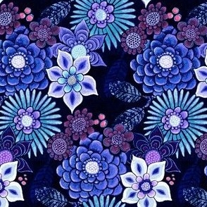 night flowers in shades of blue
