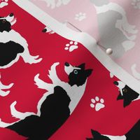Border Collie and Paw Print Red
