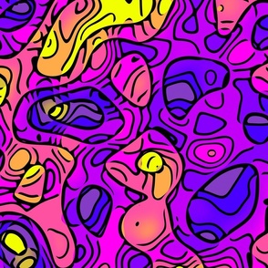 Trippy Colourful Groovy Jewel Tone Abstract Graffiti Blob Pattern