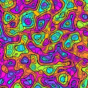 Rainbow Jewel Tone Funky Swirly Tripy Groovy Abstract Graffiti Blob Pattern