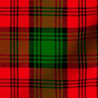 Kerr tartan, 3-stripe variant, rectangular 5.75x5.44" red modern, slubbed stripe