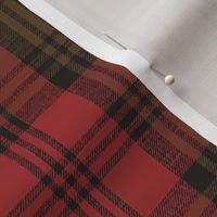 Kerr tartan, 3-stripe variant, rectangular 5.75x5.44" red weathered, slubbed stripe