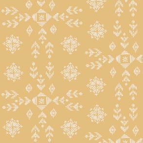 Folk embroidery Christmas Cream on pale gold Medium scale