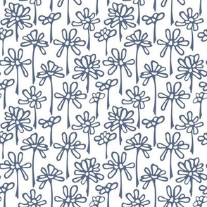 Joy Petals - Blue on White - medium small scale
