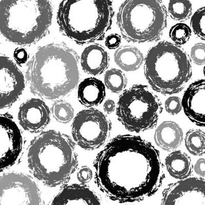 Dry Brush Circles Grays and Black -  Large Scale