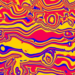 Psychedelic Squiggly Swirly Bold Vibrant Colorful Abstract Stripe Pattern